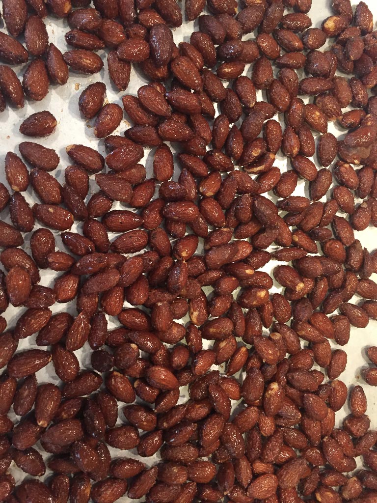 Almonds drying