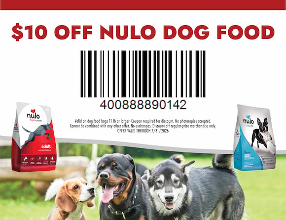 $10 OFF NULO DOG FOOD