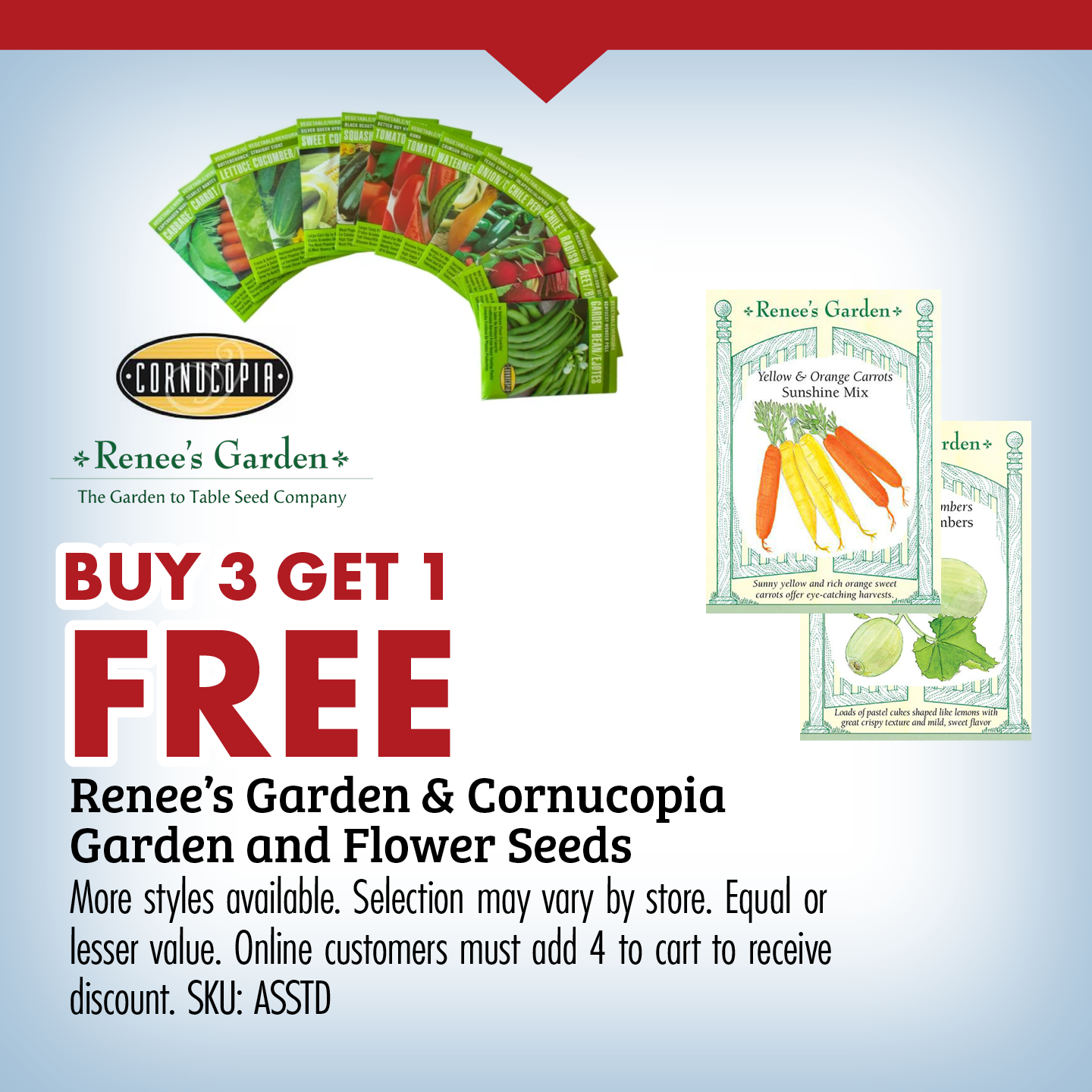 BUY 3 GET 1 FREE Renee's Garden & Cornucopia Garden and Flower Seeds