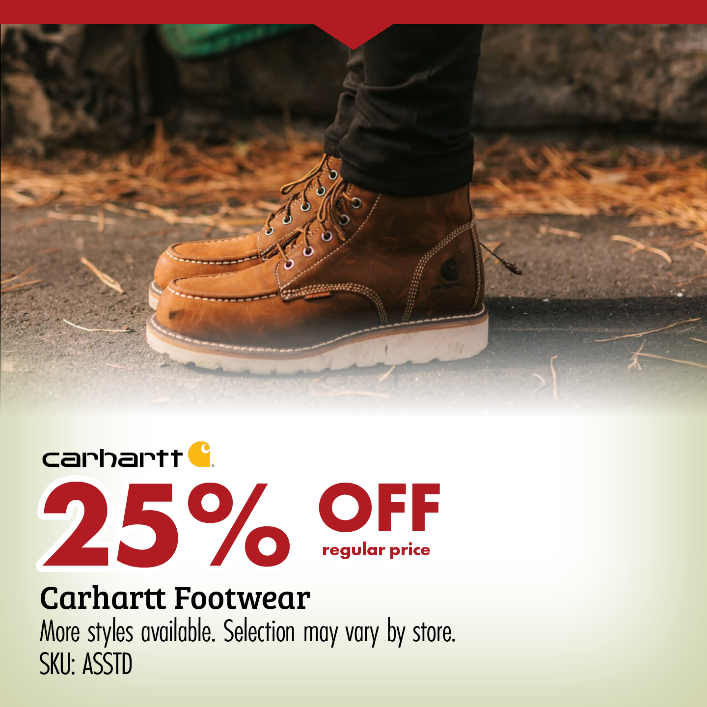 25% OFF regular price Carhartt Footwear More styles available. Selection may vary by store. SKU: ASSTD