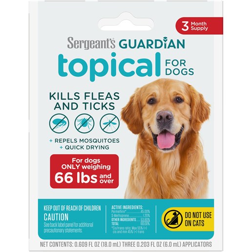 Guardian Flea & Tick Topical Treatment for Dogs 66-Lbs & Up, 3-Ct