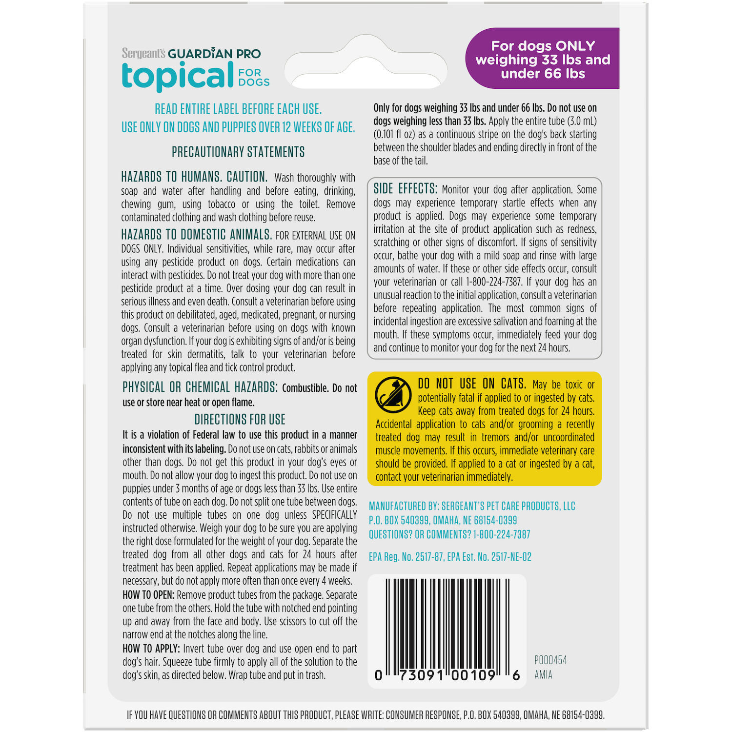 Guardian Pro Flea & Tick Topical Treatment for Dogs 33 to 66-Lbs, 3-Ct
