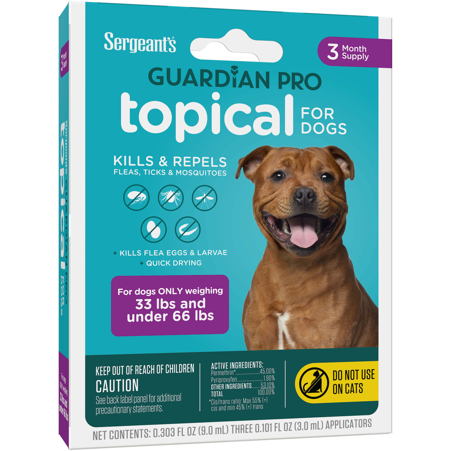 Guardian Pro Flea & Tick Topical Treatment for Dogs 33 to 66-Lbs, 3-Ct