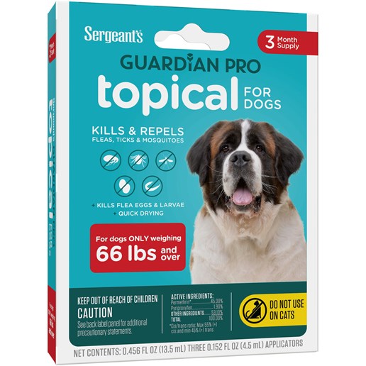 Guardian Pro Flea & Tick Topical Treatment for Dogs 66-Lbs & Up, 3-Ct