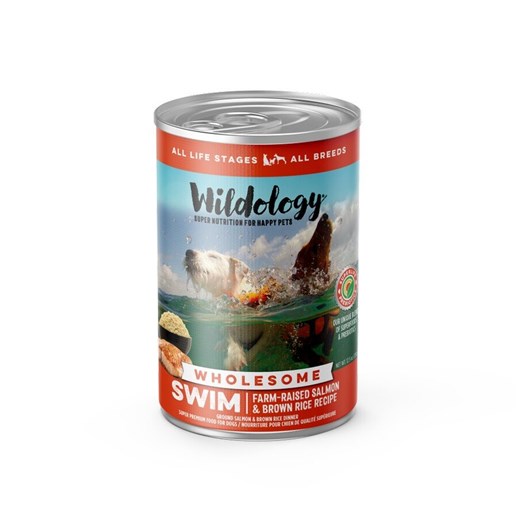 Wildology Swim Salmon & Brown Rice Recipe Wet Dog Food, 12.8-Oz Can