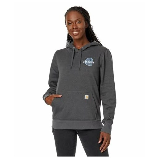Carhartt Women's Rain Defender® Relaxed Fit Chest Graphic Sweatshirt in Carbon Heather