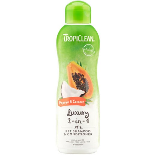 TropiClean Papaya & Coconut Luxury 2-in-1 Shampoo and Conditioner for Pets, 20-Oz