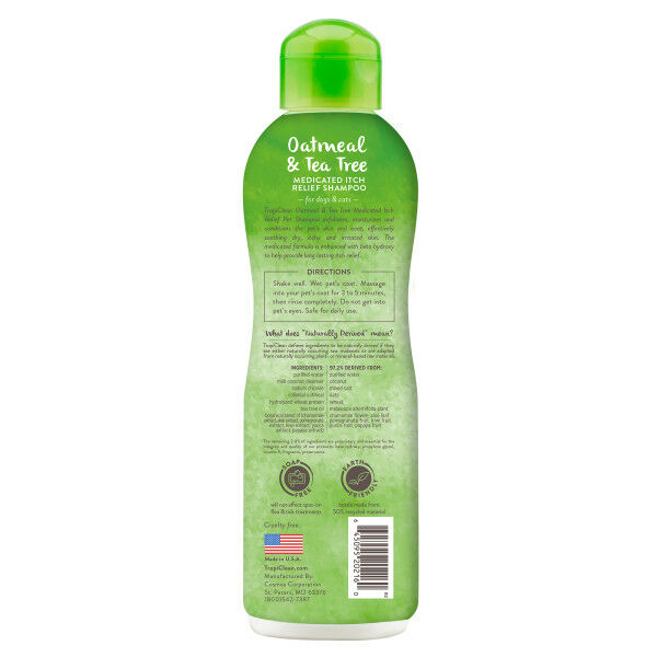 TropiClean Oatmeal & Tea Tree Medicated Itch Relief Shampoo for Pets, 20-Oz