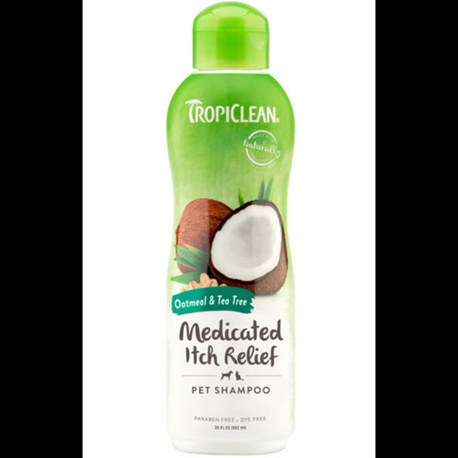 TropiClean Oatmeal & Tea Tree Medicated Itch Relief Shampoo for Pets, 20-Oz