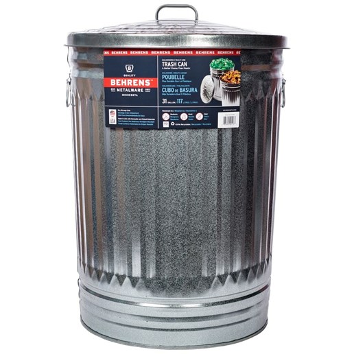 Behrens 31 Gal Galvanized Trash Can with Lid