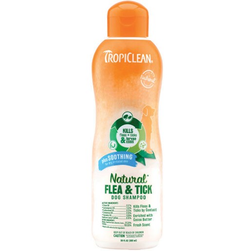 TropiClean Natural Flea & Tick Soothing Shampoo for Dogs, 20-Oz