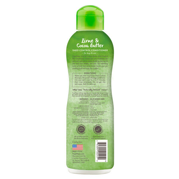 TropiClean Lime & Cocoa Butter Shed Control Conditioner for Pets, 20-Oz