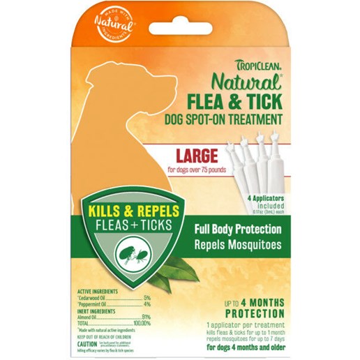 TropiClean Natural Flea & Tick Spot-On Treatment for Large Dogs over 75-Lbs