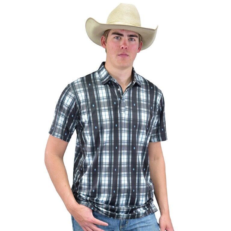 Cowboy Hardware Men's Diamond Jacquard Plaid Short Sleeve Polo
