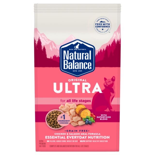 Ultra Chicken Meal & Salmon Meal Dry Cat Food, 15-lb