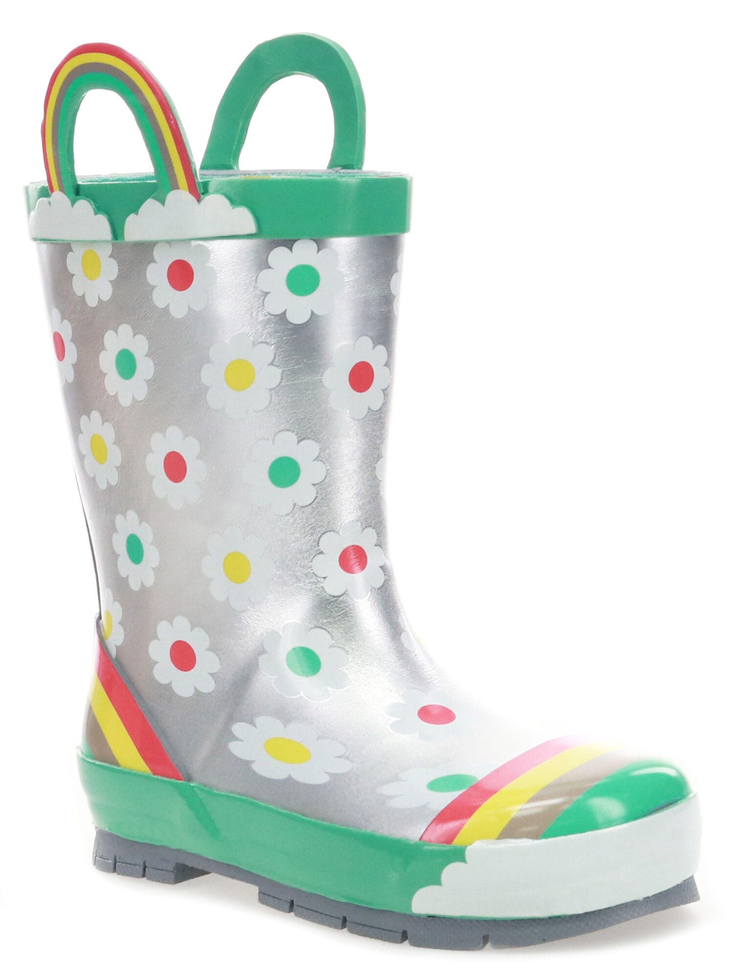 Kid's Bloom Dot Rain Boot in Silver