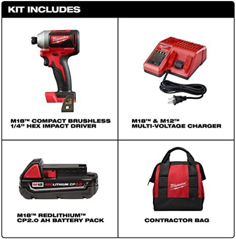 Milwaukee M18 Compact Cordless Impact Driver Kit with Battery
