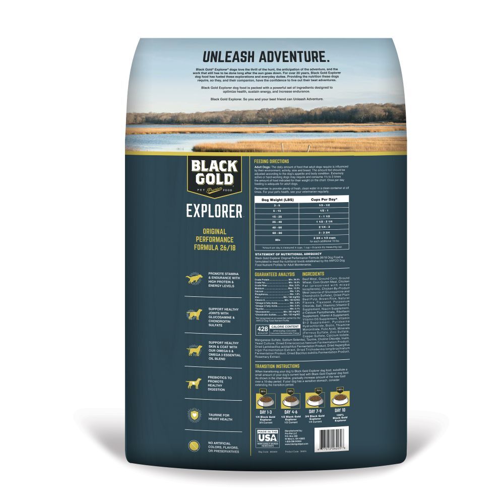 Black Gold Explorer Original Performance Formula 26/18 Dry Dog Food, 50-Lb
