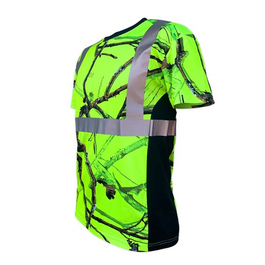 ANSI Class 2 Backwoods Camo Safety Shirt with Vented Sides in Yellow