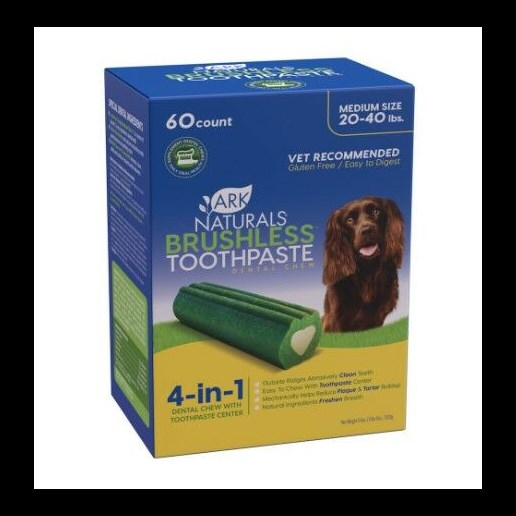Brushless Toothpaste Dental Chews for Medium Dogs, 60-Ct