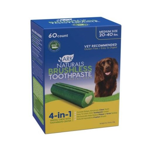 Brushless Toothpaste Dental Chews for Medium Dogs, 60-Ct