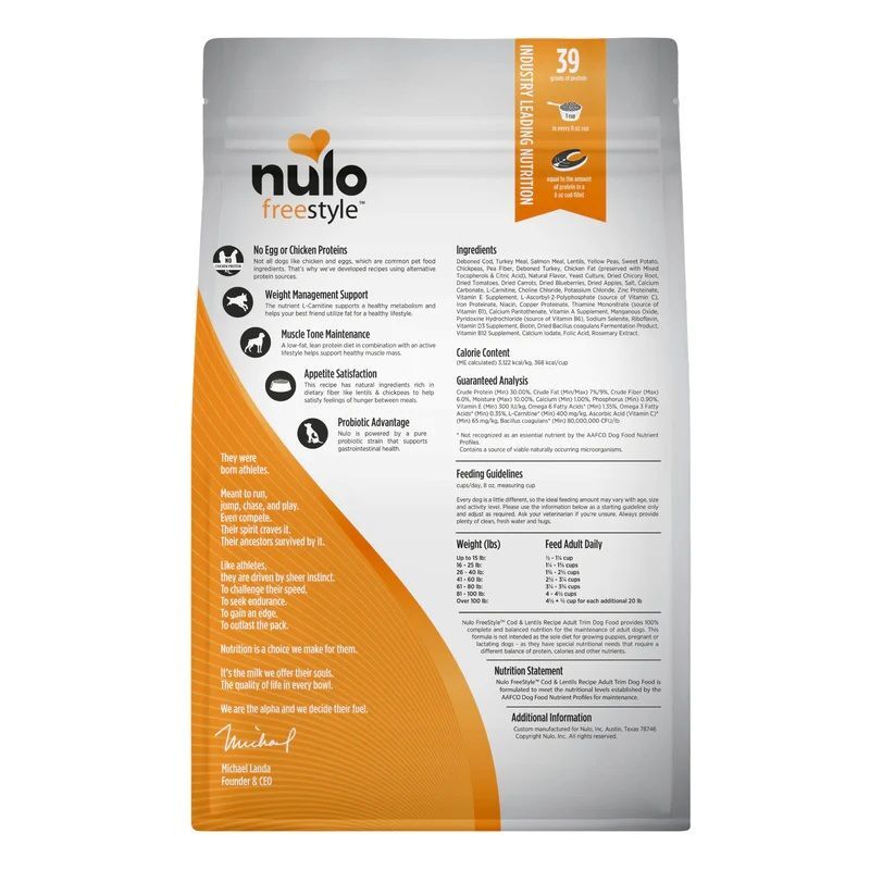 Nulo FreeStyle High-Protein Kibble Trim Cod & Lentils Recipe Dog Food, 24-Lb