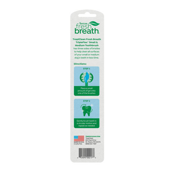 TropiClean Fresh Breath Triple Flex Toothbrush for Small and Medium Dogs