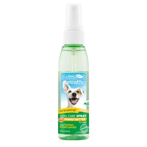 TropiClean Fresh Breath Peanut Butter Oral Care Spray for Pets, 4-Oz