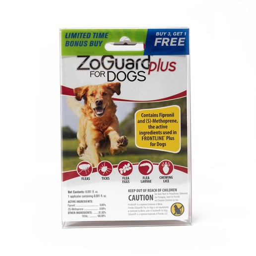 ZoGuard Plus Flea & Tick Topical Treatment for Dogs 45 to 88-Lbs, 4 Pack