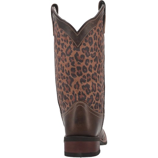 Women's Square Toe Astras Leather Boot in Brown Leopard