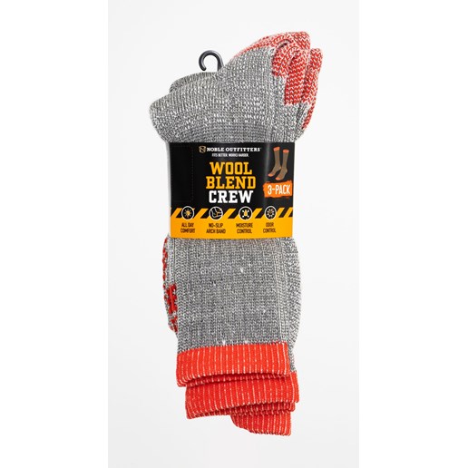 Wool Blend Crew Socks, 3-Pk