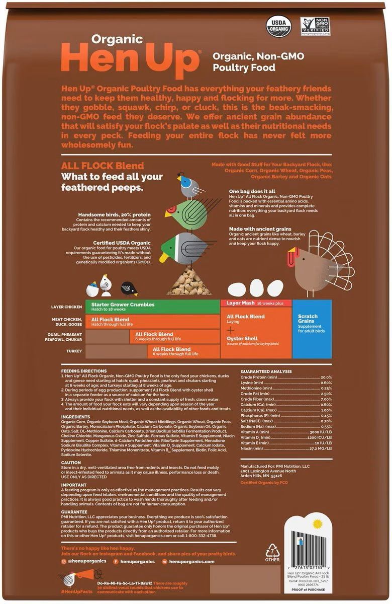 Hen Up Organic All Flock, 25-Lb
