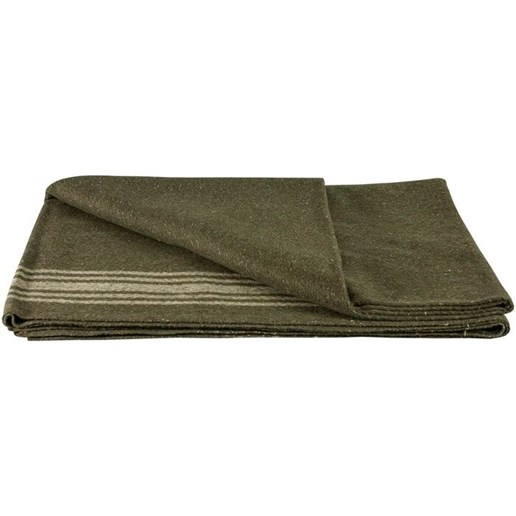 Khaki Striped Blanket in Olive Drab