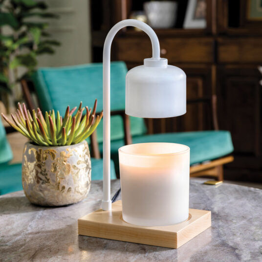 Candle Warmers White & Wood Arched Candle Warmer Lamp