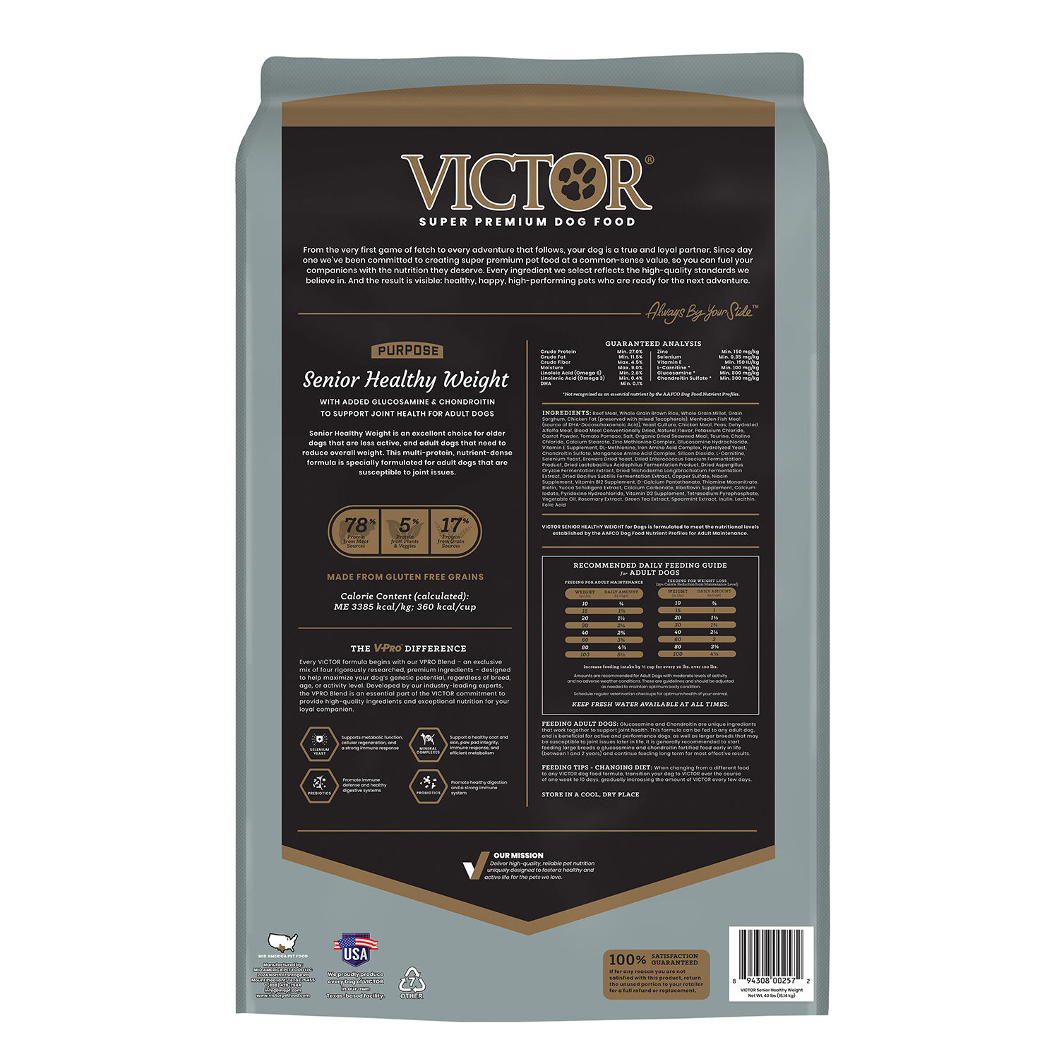 Victor Purpose Senior Healthy Weight Dry Dog Food, 40-Lb Bag
