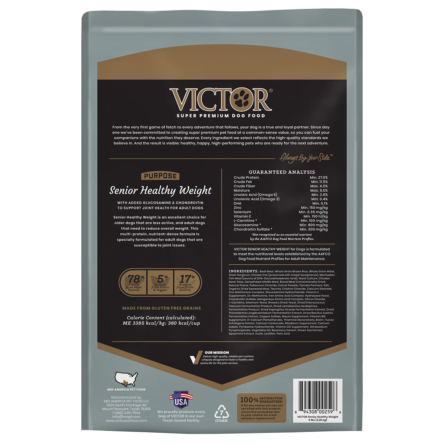 Victor Purpose Senior Healthy Weight Dry Dog Food, 5-Lb Bag