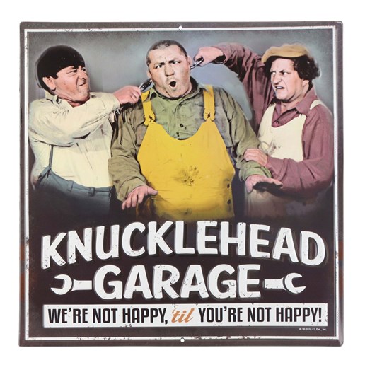 Three Stooges Garage Embossed Square Tin Sign