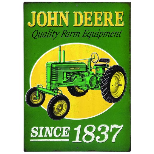 John Deere Embossed Tin Sign