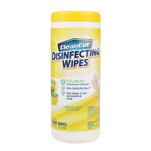 CleanCut Disinfecting Wipes Bleach-Free in Lemon Scent, 35-Ct
