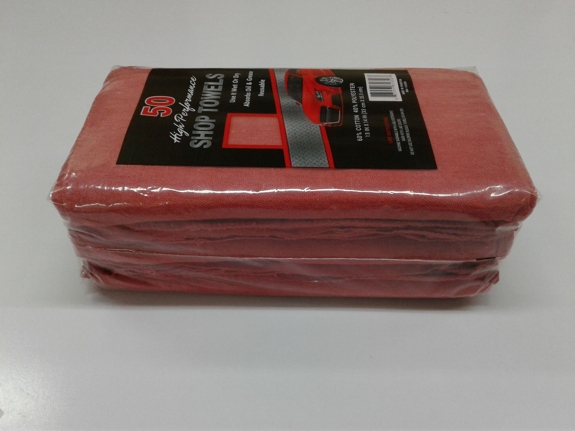 Shop Towels, Red, 50-Pk