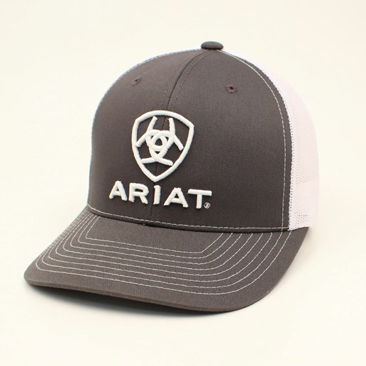 Ariat Grey w/ White Ariat & Shield Logo Richardson 112 Cap