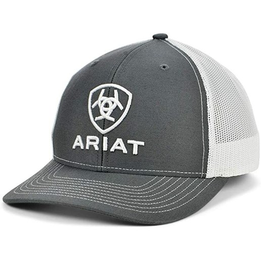 Men's Ariat Shield Snapback Cap in Gray and White