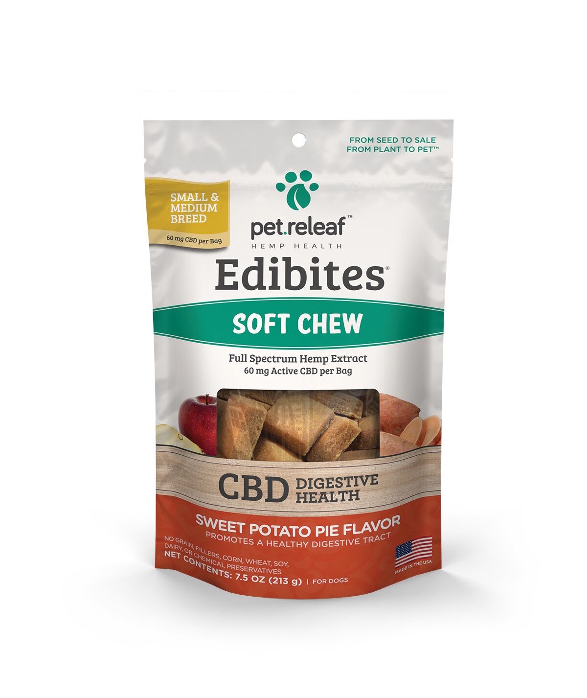 Pet Releaf Soft Chew Edibites Sweet Potato Pie, 7.5-Oz Bag