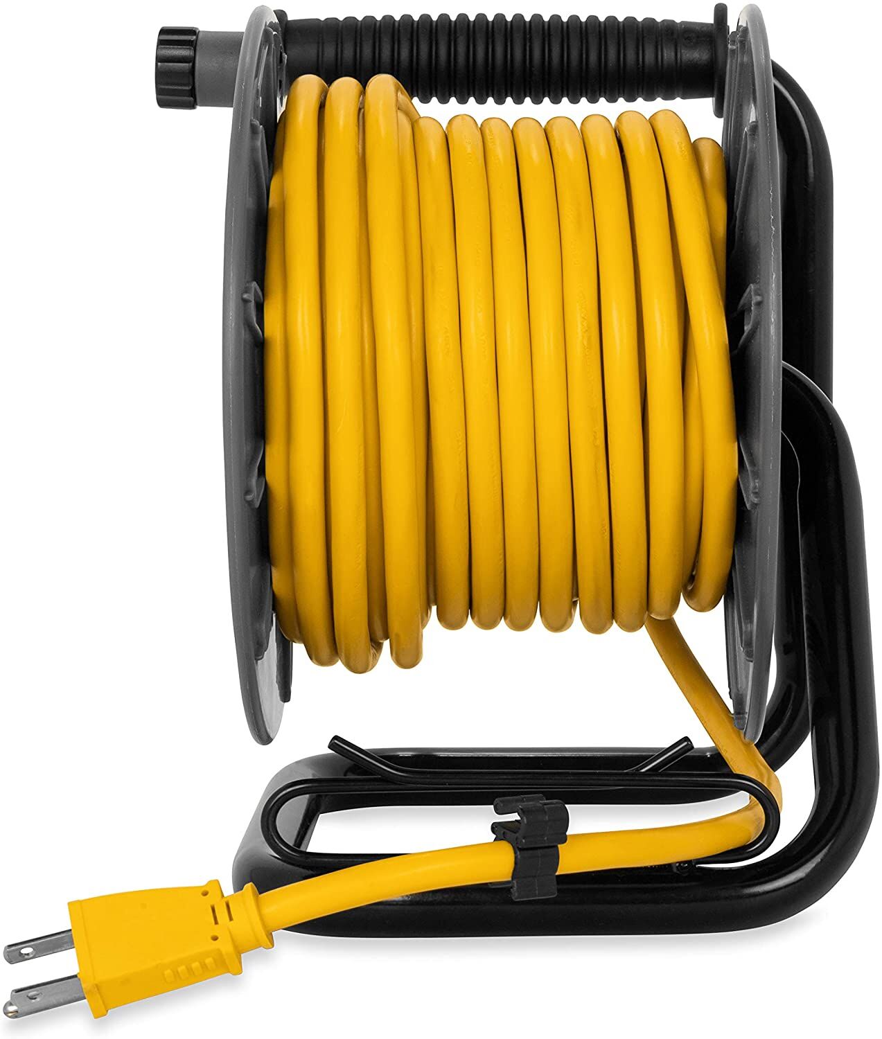 Camco PowerGrip RV Extension Cord Reel with USB Charging Port, 50-Ft