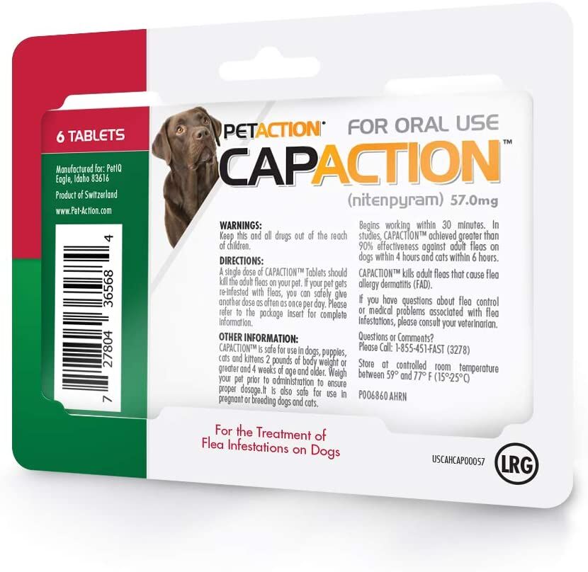 CapAction Fast-Acting Flea Treatment for Dogs 25-Lbs & Up, 6 Pack