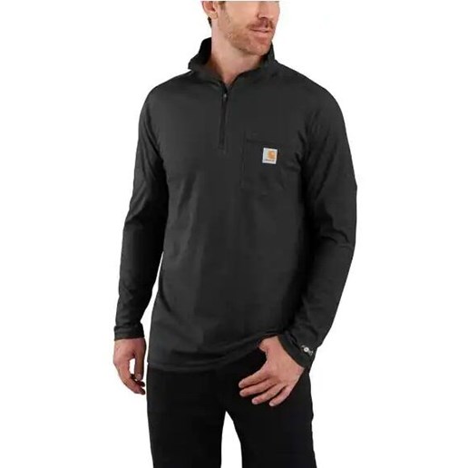 Men's Force® Long-Sleeve Quarter-Zip Pocket T-Shirt in Black
