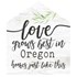 "Oregon" Decorative Wooden House-Shaped Sign in White, 5.25-In x 6-In