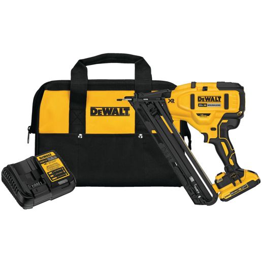DeWALT 20V Max XR 15 GA Cordless Angled Finish Nailer Kit Power