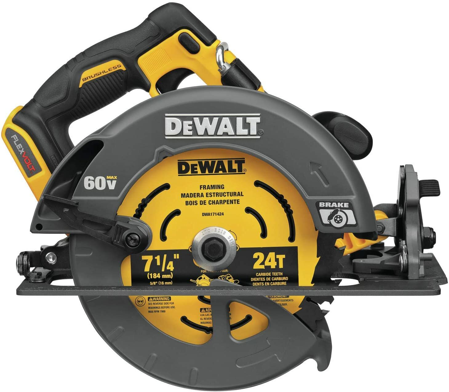 Flexvolt® 60V MAX Brushless 7.25-In Cordless Circular Saw with Brake (Tool Only)