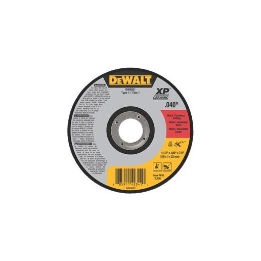 DeWALT Type 1 Metal/Stainless Steel Cutting Wheel, 4-1/2" x 0.04" x 7/8"